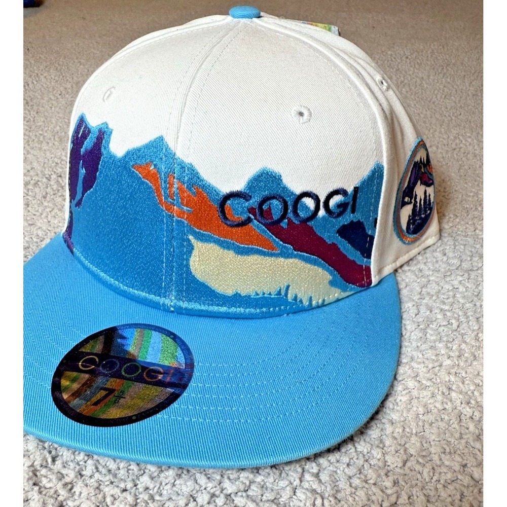 COOGI VTG Men Hat Fitted Blue Mountains Logo Urban Fashion Hip Hop 7 5/8 New Y2K